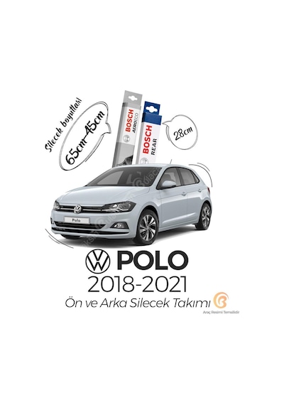 Bosch Aeroeco Volkswagen Polo 2018 - 2021 Ön - Arka Silecek Seti