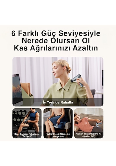 SKG F1 Pro Şarjlı Masaj Tabancası | 6 Darbe Yoğunluğu, 4 Farklı Başlık, Portatif Tasarım, Bütün Vücut Uyumlu
