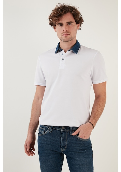 Buratti % 100 Pamuk Düğmeli Regular Fit Erkek Polo Yaka T Shirt 5902134 Beyaz