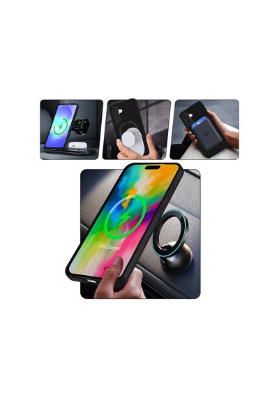 Samsung Galaxy Uyumlu A56 Kılıf M-safe Şarj Özellikli Standlı Mkst Samara Kapak - Desert Gold Altın