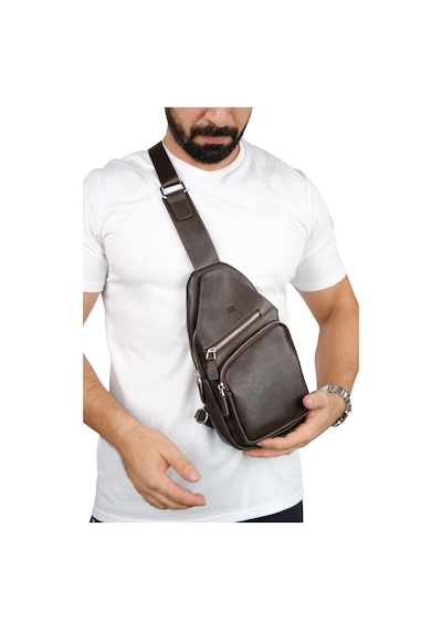 Mft Leather Hakiki Deri Unisex Çapraz Çanta Baggy 6981 Flother Kahve