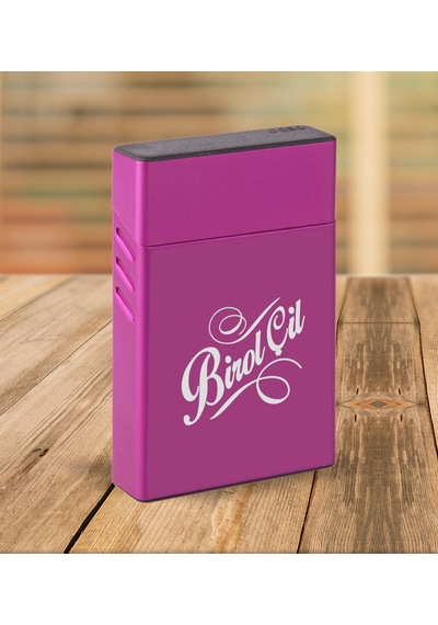 Bk Gift Kişiye Özel Mor Slim Boy Metal Sigara Kutusu-5 Siyah