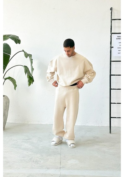 Krem Cozy Basic Oversize Sweat Krem