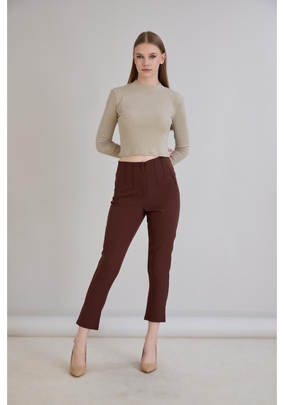 Sortie Collection Nervürlü Pantolon Kahverengi