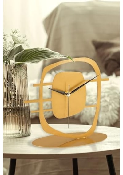 Maceire Gold Eskitme Metal Dekoratif Masa Üstü Saati 24x22cm Mms-m Diğer