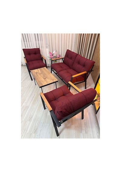 Houseart Menekşe Balkon, Bahçe,teras,cafe - Salon - Metal Kanepe Koltuk Takımı - 2 1 1 Sehpa Bordo Houseart Menekşe Balkon, Bahçe,teras,cafe - Salon - Metal Kanepe Koltuk Takımı - 2 1 1 Sehpa Bordo