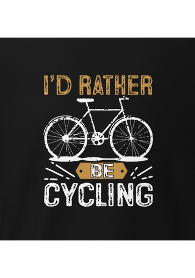 Wildstyle I'd Rather Be Cycling Bisiklet Sürmek Bisikletçi Baskılı Unisex Bisiklet Yaka Pamuklu Tişört Siyah