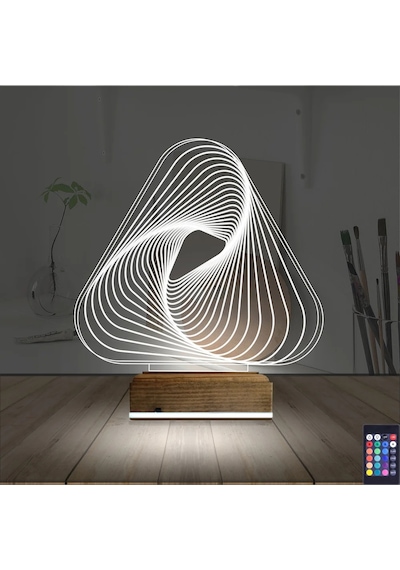 Luvivia Geometrik Dekoratif 3d Lamba - Masa Gece Lambası V8 Şeffaf