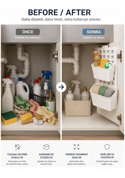 Beylini Seviye Ayarlanabilir 2li Organizer Dolap İçi Askılı 1 Geniş 1 Dar Düzenleyici Pratik Çok Amaçlı Mutfak Beyaz