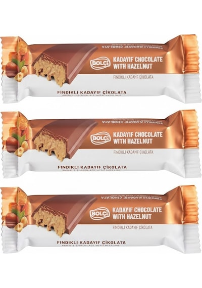 Bolçi Dubai Çikolatası Fındıklı Kadayıf Dolgulu Sütlü Çikolata 30g 3 Adet