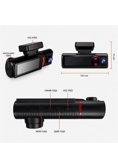 Powermaster Pm-37888 4k Mini Dash Çift Lensli Araç Yol Kabin İçi Kayıt Kamerası