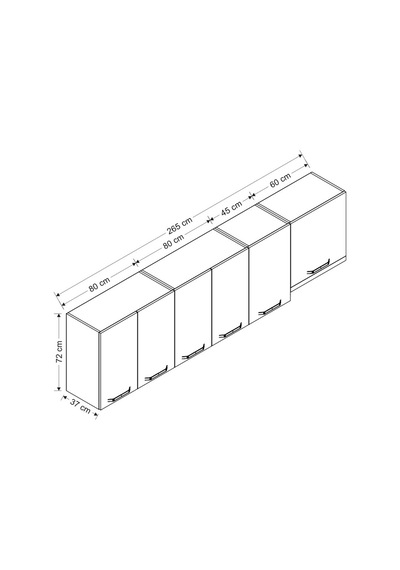 Minar 265 Cm Mutfak Dolabı Beyaz 265-B5-Üst Modül Beyaz