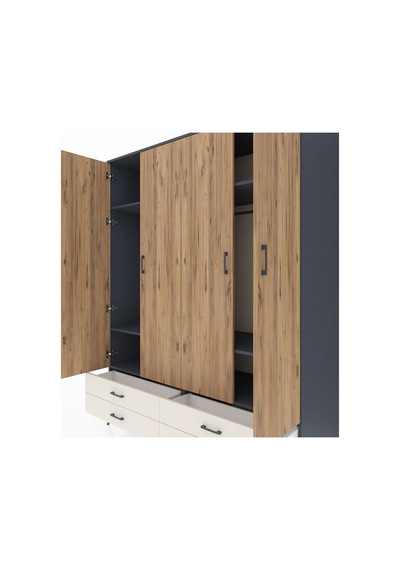 Kronos Gardrop 6 Raflı 4 Çekmeceli 2 Askılı 176x59x221 Antrasit-çam/aytaşı Çam/aytaşı Kronos Gardrop 6 Raflı 4 Çekmeceli 2 Askılı 176x59x221 Antrasit-çam/aytaşı Çam/aytaşı