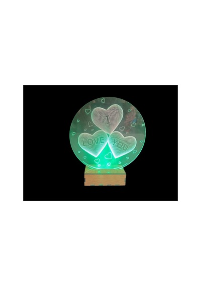 Şeffaf İlizyon Led Gece Lambası I Love You Kalp Görseli 18x20 Cm