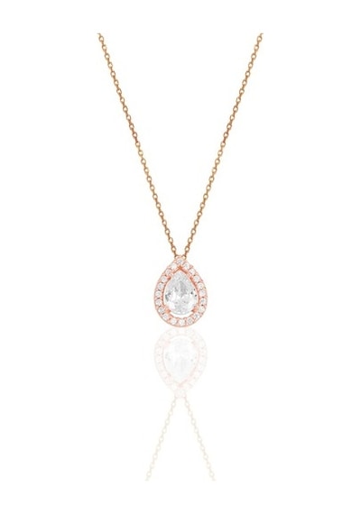 Gümüş Rose Zirkon Taşlı Damla Modeli Üçlü Set