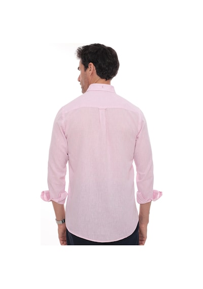 Slim Fit Uzun Kol Yaka Düğmeli Nefes Alan Keten Hediye Kutulu Erkek Gömlek Fs-004548 - Pembe-3234