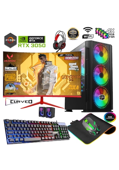 Apphirex TC77 R5-5500 16 GB 512 GB M.2 SSD 6 GB RTX3050 24" W11P Masaüstü Oyuncu Bilgisayarı