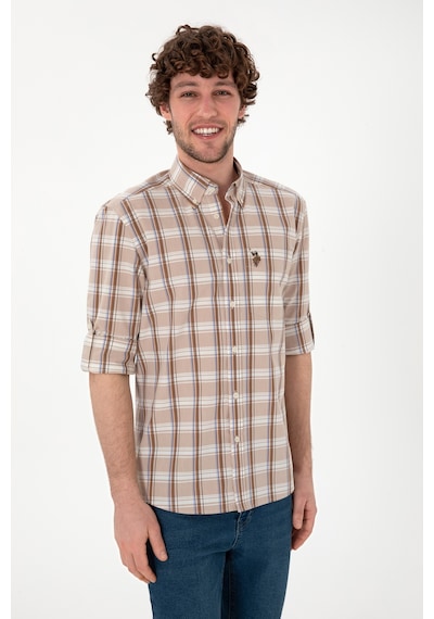 U.s. Polo Assn. Erkek Açık Haki Gömlek Desenli 50299604-vr183 Acık Hakı Haki