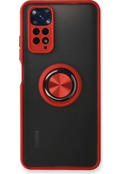 Xiaomi Redmi Note 11 Kılıf Montreal Yüzüklü Silikon Kapak - Kırmızı Düz Renkli