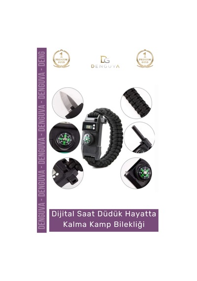 Bileklik Paracord Dijital Saat Taktik Outdoor Doğa Acil Durum Seti Hayatta Kalma Kamp Bilekliği