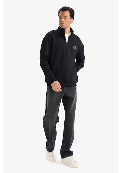 Defacto Vıkıngs Valhalla Boxy Fıt Dik Yaka Baskılı Sweatshirt F8152ax26spbk81 Siyah-bk81