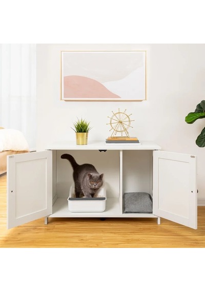 Ağaç Atölyesi – Cradle Ahşap Beyaz Kedi Evi