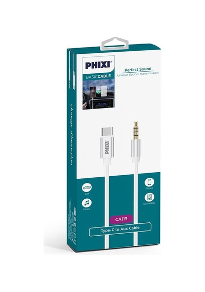 Phixi Basic Ca113 Metal Başlıklı 100cm Type-c To Aux Silikon Kablo-243