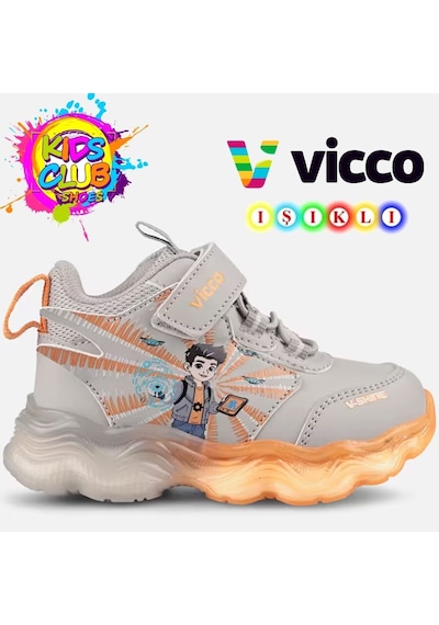 Vicco Pedri Işıklı Boğazlı Ortopedik Çocuk Spor Ayakkabı Gri