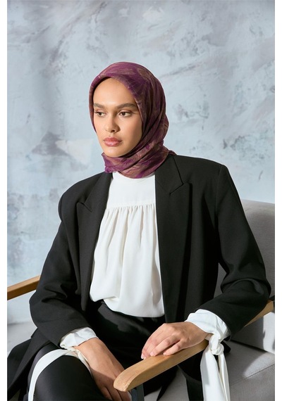 Silk Home Viskon Velora Eşarp Violet-camel Tonlu Desenli Tok Duruşlu Kaymaz 90x90 Çok Renkli