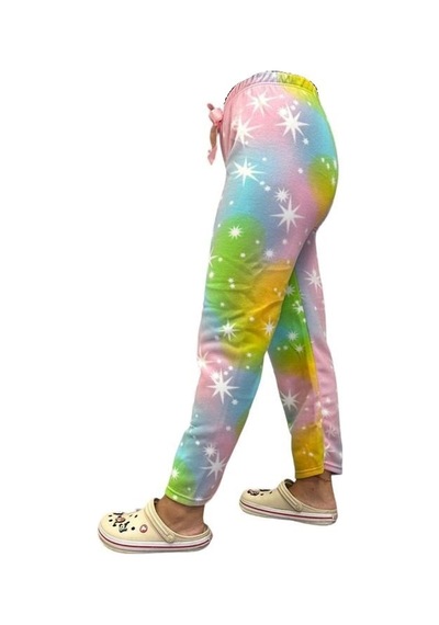 Mihra Kadın Desenli Yumuşak Polar Kışlık Pijama Eşofman Tek Alt Beyaz-renkli