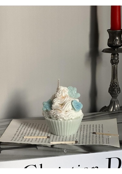 Cupcake Model Krema Dekoratif Pasta Mumu Turkuaz