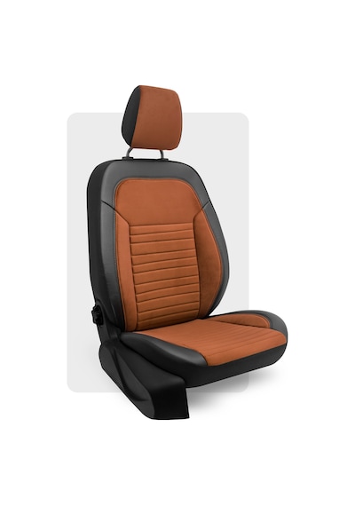 Otexo Highline Taytüyü Hafif Ticari Arka 2+1 Airbag Uyumlu Universal Oto Koltuk Kılıfı Taba - Siyah