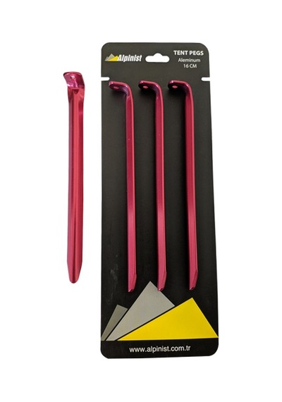 Alpinist Alüminyum 6061 Çadır Kazığı 16 CM Kırmızı 4'lü Kırmızı