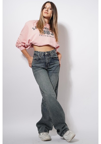 Ckm Moda Bayne Wide Leg Pantolon Gri Mavi Çok Renkli