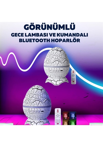 Dinozor Yumurta Tasarımlı Dekoratif Gece Lambası Renkli