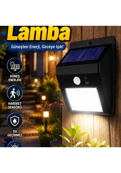 Solar Hareket Sensörlü Led Bahçe Lambası 1200mah Pil Su Geçirmez Dış Mekan Aydınlatma