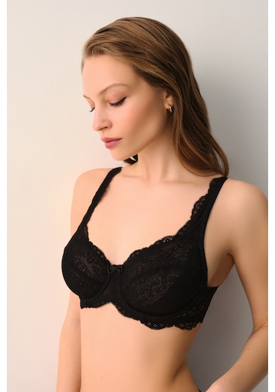Suwen Lace Deluxe Desteksiz Balenli Sütyen Sw4056012 Siyah