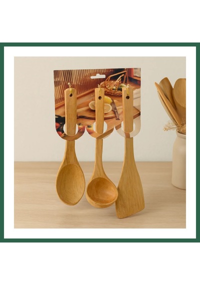 Bezos Bambu Ahşap Mutfak Servis Seti 3 Parça 27/27/32 Cm Bzs01