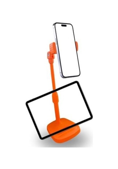 Masa Üstü Tablet Ve Telefon Tutucu Plastik Aparat Turuncu Telefon Standı