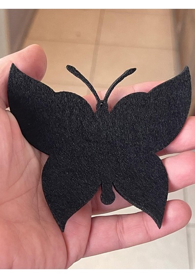 9x10 Cm 2'li Kalın Keçe Siyah Kelebek Aplike Yama Arma