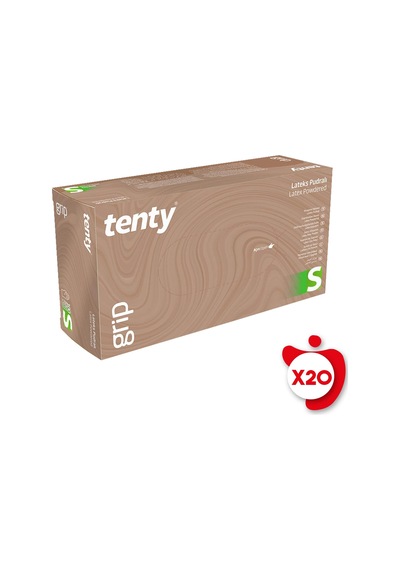 Tenty Grip Pudralı Lateks Muayene Eldiveni S Beden Beyaz 100'lü 20 Paket