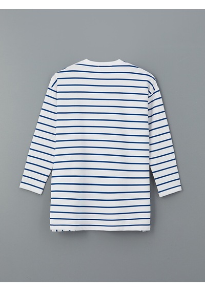 Lcw Modest Mavi Bisiklet Yaka Çizgili Kadın Sweatshirt Tunik