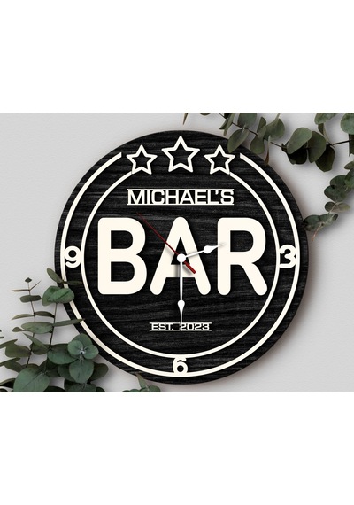 Bk Gift Barlara Özel Dekoratif Siyah Ahşap Duvar Saati 35cm-7 , Bar Duvar Saati , Cafe Duvar Saati , Özel Ahşap Saat Kobitmeyen138337 Bk Gift