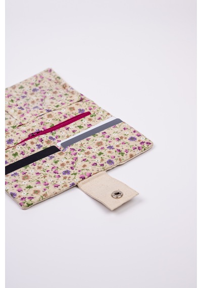 Fabric Craft Bag Kişiselleştirilebilir Kadın Cüzdan Ve Nakışlı Anahtarlık Seti Baş Harf İşlemeli Krem