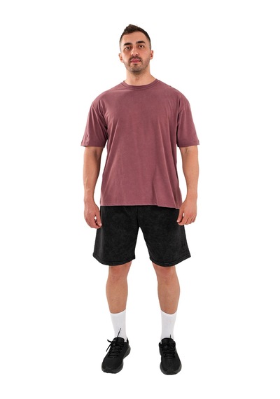 Kingsize Nutrition Kingsize Hard Work Antik Yıkamalı Oversize T-shirt Bordo Bordo