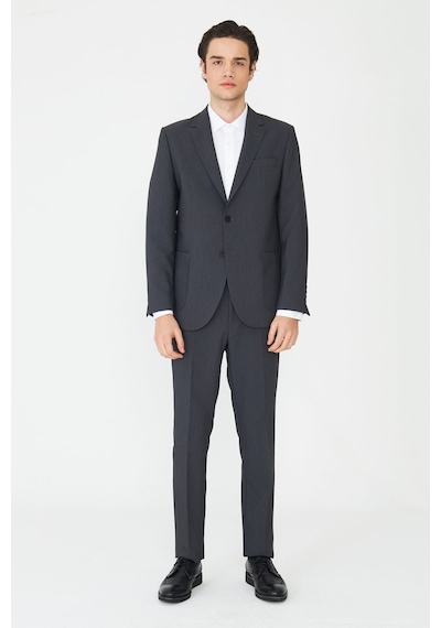 Gri Modern Kesim Slim Fit Premium Takım Elbise Füme