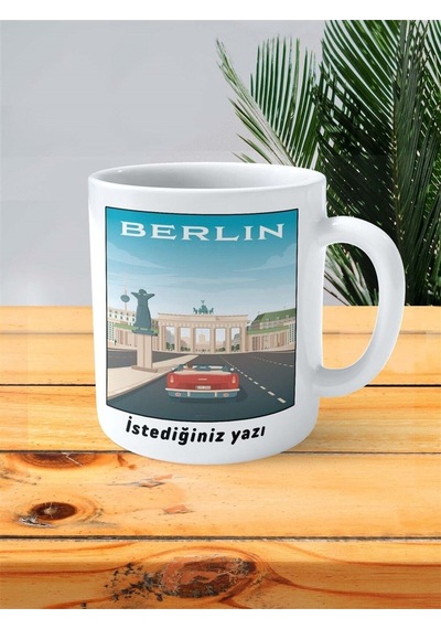 Berlin Baskılı Kupa Bardak Kişiye Özel Desen Çok Renkli