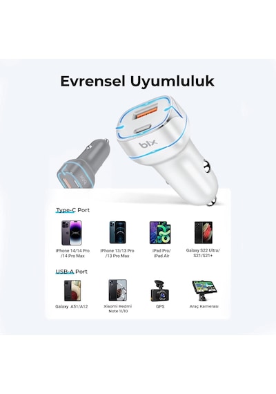 Bx-ccp36wt 38w Type-c Pd 20w Ve Usb-a Qc 3.0 18w Çift Portlu Led Işıklı Araç Şarj Cihazı Beyaz İphone 15/14/13/12/11/x/, İpad, Galaxy S24/s23/s22/s21/s20 Ve Daha Fazlasıyla Uyumlu Bxccp36wt Bx-ccp36wt 38w Type-c Pd 20w Ve Usb-a Qc 3.0 18w Çift Portlu Led Işıklı Araç Şarj Cihazı Beyaz İphone 15/14/13/12/11/x/, İpad, Galaxy S24/s23/s22/s21/s20 Ve Daha Fazlasıyla Uyumlu Bxccp36wt