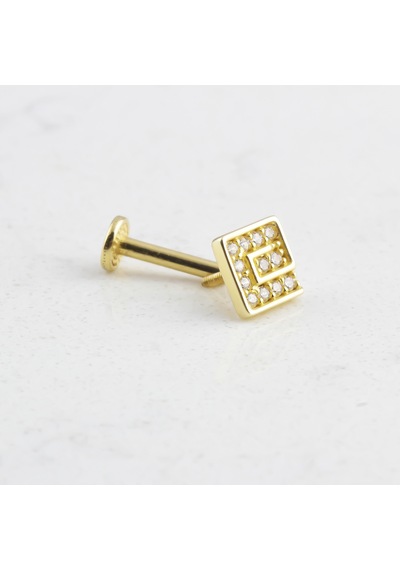 Glorria Altın Geometrik Tragus Piercing Çok Renkli