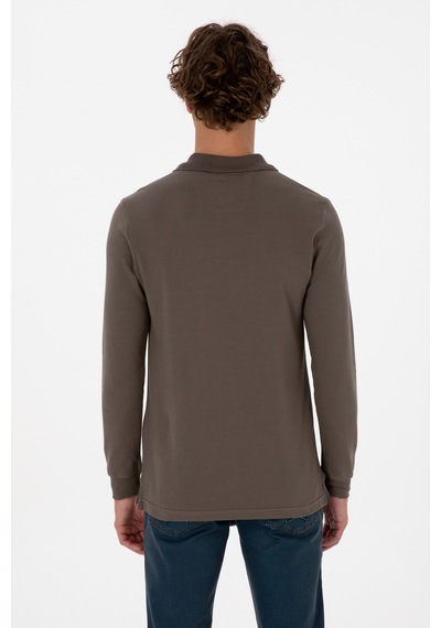 U.S. Polo Assn. Erkek Regular Fit Polo Yaka Vizon Basic Sweatshirt 50307757-VR052